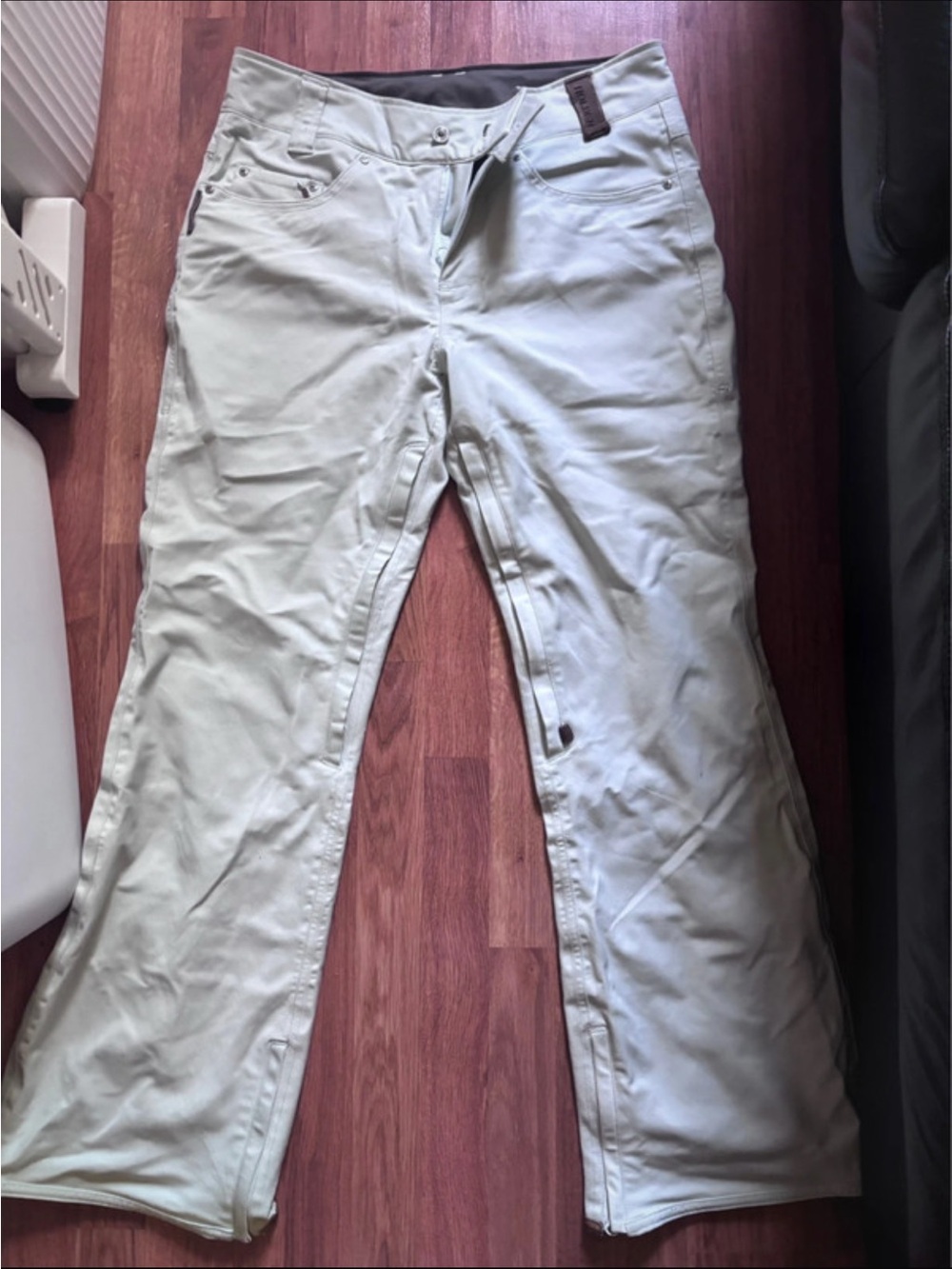 Men's Wide Leg Flare Snow Pants in Cream